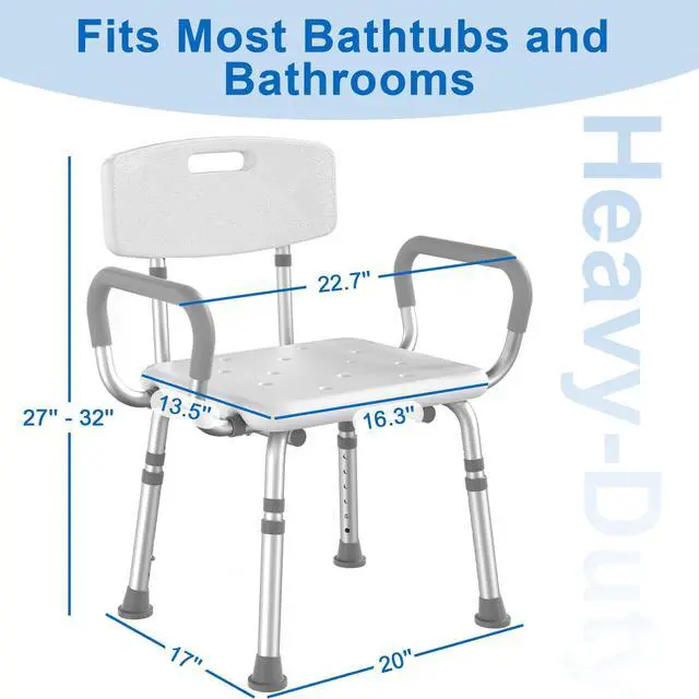 Alt view image 3 of 7 - Shower Chair for Inside Shower with Padded Armrests and Back
