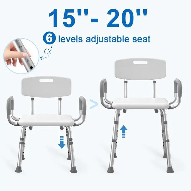 Alt view image 4 of 7 - Shower Chair for Inside Shower with Padded Armrests and Back