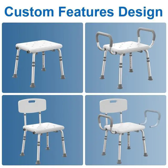Alt view image 5 of 7 - Shower Chair for Inside Shower with Padded Armrests and Back