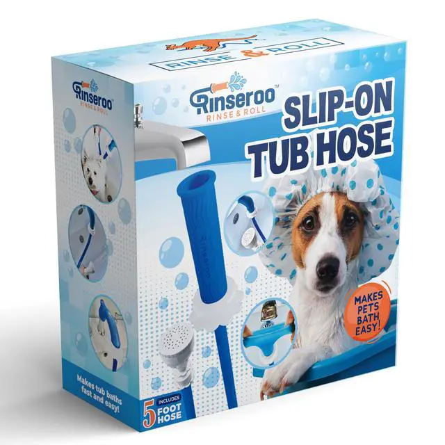 Alt view image 3 of 7 - Slip-On Bathtub Faucet Sprayer Attachment. Ultra-Flex Dog Shower Hose Adapter Portable Hose Attachment with Sprayer Pet Showerhead Attach Tub Spout 5 Foot Hose. No Install for Speedy Washing