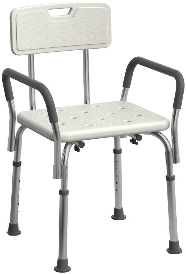 Main image of Shower Chair Seat with Padded Armrests and Back | Heavy Duty Shower Chair for Bathtub | Slip Resistant Shower Seat with Adjustable Height | Shower Chair for Inside Shower with 350 lb Capacity