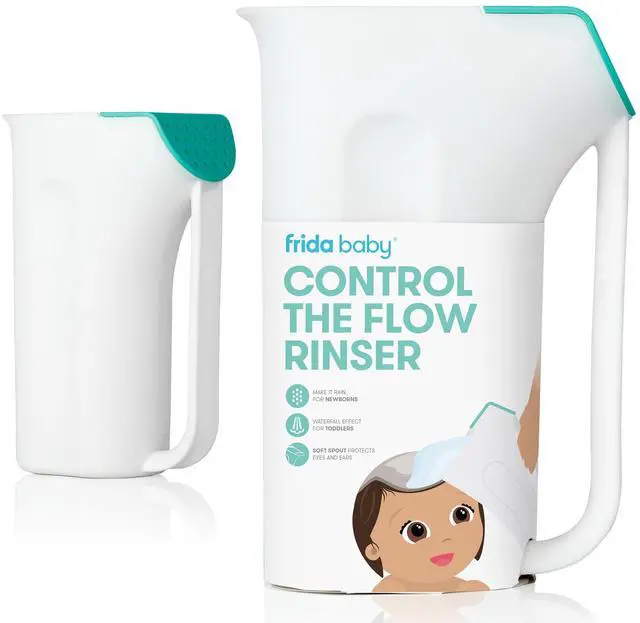 Main image of Baby Control The Flow Bath Rinse Cup, Tear Free Rinser to Wash Hair and Body with Easy Grip Handle and Removable Rain Shower, Made in USA