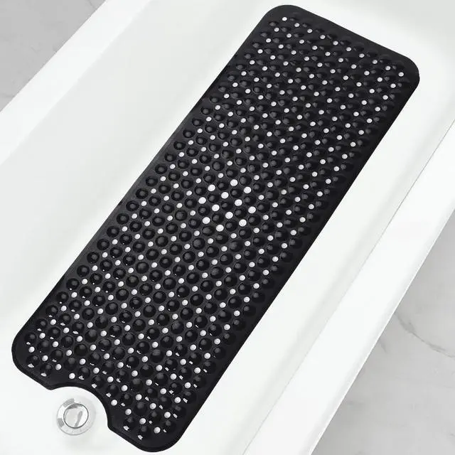 Main image of Bathtub and Shower Mats, 40x16 Inch Extra Large Non Slip Soft Bath Tub Mat with Suction Cups and Drain Holes for Bathroom Floor and Keep Tubs Clean, Machine Washable, Black