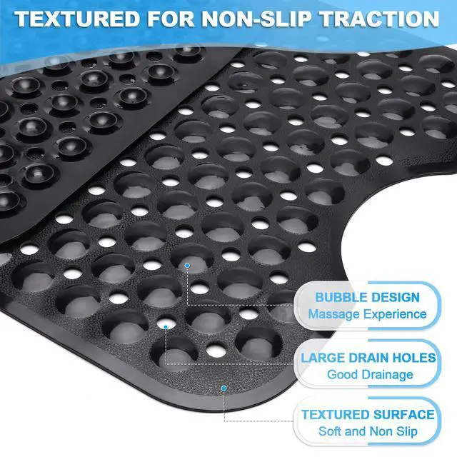 Alt view image 2 of 7 - Bathtub and Shower Mats, 40x16 Inch Extra Large Non Slip Soft Bath Tub Mat with Suction Cups and Drain Holes for Bathroom Floor and Keep Tubs Clean, Machine Washable, Black