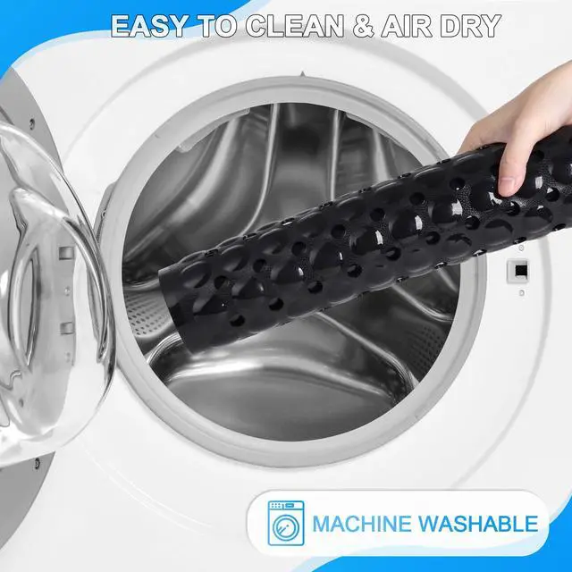 Alt view image 6 of 7 - Bathtub and Shower Mats, 40x16 Inch Extra Large Non Slip Soft Bath Tub Mat with Suction Cups and Drain Holes for Bathroom Floor and Keep Tubs Clean, Machine Washable, Black