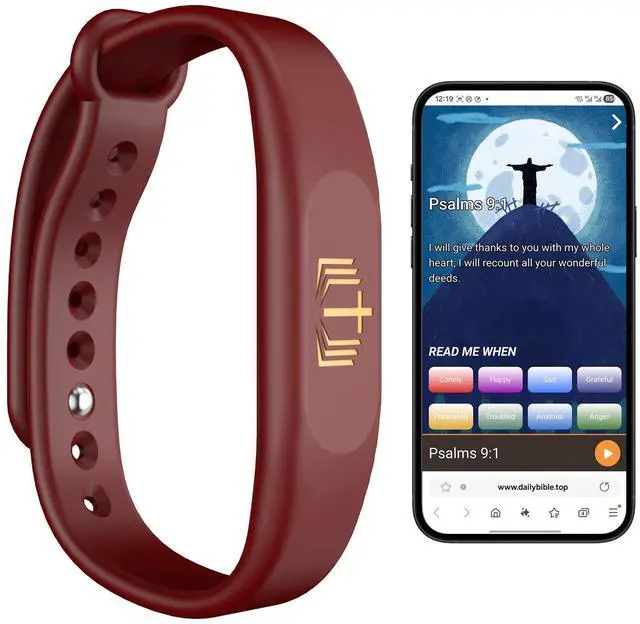 Main image of Bible Verse Bracelet,Silicone Daily Bible Verse Bracelet,NFC-Enabled Jesus Bracelets for IOS and Android,Christian Gifts for Women,Birthday Gifts for Women,Men,Teens Gift For Mom and Father (Red Wine)