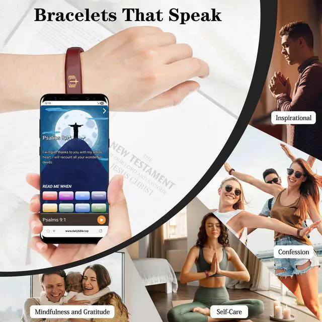Alt view image 4 of 7 - Bible Verse Bracelet,Silicone Daily Bible Verse Bracelet,NFC-Enabled Jesus Bracelets for IOS and Android,Christian Gifts for Women,Birthday Gifts for Women,Men,Teens Gift For Mom and Father (Red Wine)