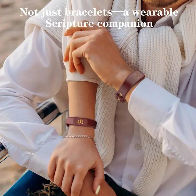 Alt view image 7 of 7 - Bible Verse Bracelet,Silicone Daily Bible Verse Bracelet,NFC-Enabled Jesus Bracelets for IOS and Android,Christian Gifts for Women,Birthday Gifts for Women,Men,Teens Gift For Mom and Father (Red Wine)