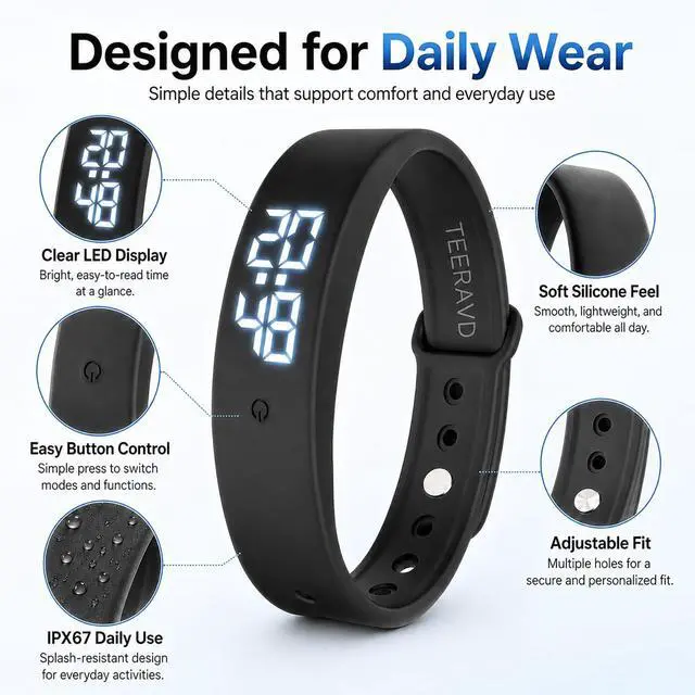 Alt view image 3 of 7 - Vibrating Alarm Wristband for Heavy Sleepers Silent Wrist Clock Vibration Watch Bracelet Shock Wake up Deaf People with Band Wearable alarmas para despertar Shocking Extremely deep Bed Shaker