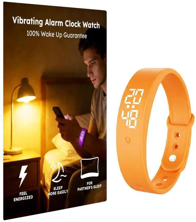 Main image of Vibrating Alarm Clock Watch for Heavy Sleepers, Silent Wake Up Bracelet & Smart Wristband, Wearable Vibration Wrist Alarm, Non-Audible Sleep Wristband for Men & Women(Purple)