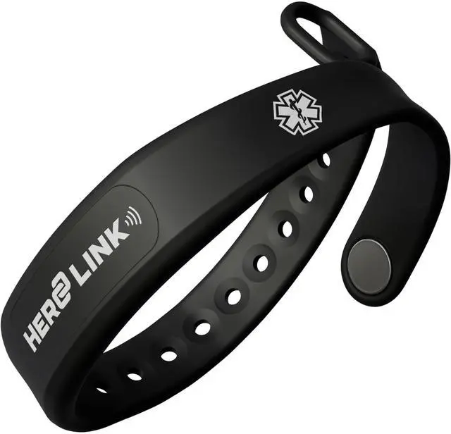 Main image of Medical ID Bracelet & Wellness Wristband Adjustable Silicone, Waterproof, Heat-Resistant, Smart Band with NFC Tag for Instant Emergency Info Access (Original Black)