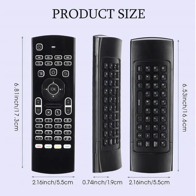 Alt view image 7 of 7 - MX3 Air Mouse Remote Control, 2.4G Multifunctional Backlight Mini Wireless Keyboard Air Mouse Remote for Android Smart TV Box, 3-Gyro&Gsensor, Projector HTPC Mini PC, PS3/4 Xbox 360