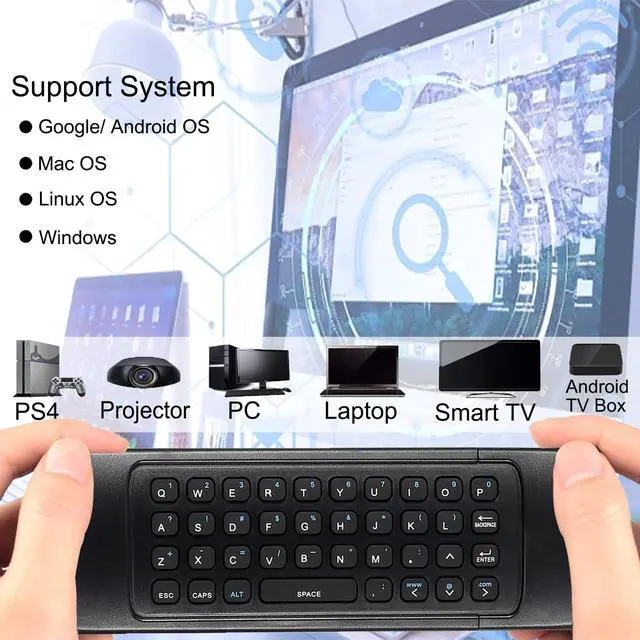 Alt view image 2 of 7 - MX3 Air Mouse Remote Control, 2.4G Multifunctional Backlight Mini Wireless Keyboard Air Mouse Remote for Android Smart TV Box, 3-Gyro&Gsensor, Projector HTPC Mini PC, PS3/4 Xbox 360