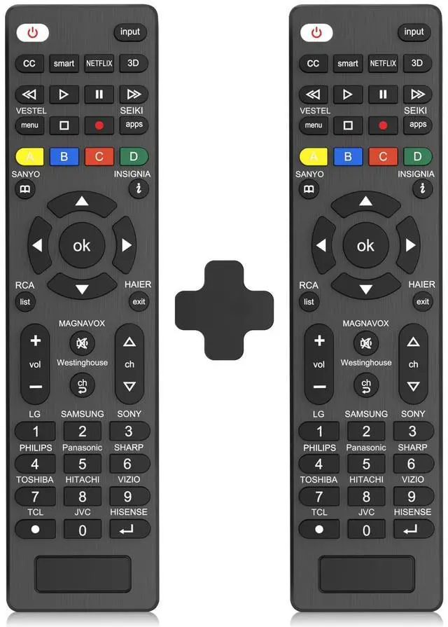Main image of 2 Pack Universal-TV-Remote-Control Compatible with Vizio, Hisense, Sony, TCL, Samsung, LG, Philips, Onn, Sharp, RCA, Element, Westinghouse, Sanyo TV and More Brand Smart TVs