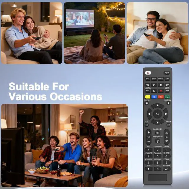Alt view image 5 of 7 - 2 Pack Universal-TV-Remote-Control Compatible with Vizio, Hisense, Sony, TCL, Samsung, LG, Philips, Onn, Sharp, RCA, Element, Westinghouse, Sanyo TV and More Brand Smart TVs