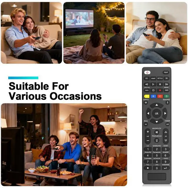 Alt view image 6 of 7 - 2 Pack Universal-TV-Remote-Control Compatible with Vizio, Hisense, Sony, TCL, Samsung, LG, Philips, Onn, Sharp, RCA, Element, Westinghouse, Sanyo TV and More Brand Smart TVs