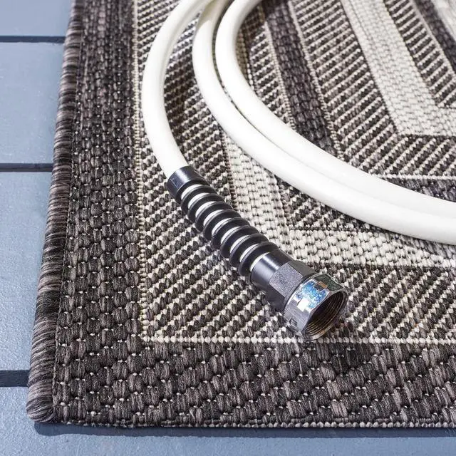 Alt view image 2 of 5 - Courtyard Collection 2' x 3'7' Light Grey/Black CY8475 Indoor/ Outdoor Patio Backyard Mudroom Accent Rug