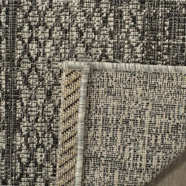 Alt view image 4 of 5 - Washable Rug Outdoor Courtyard Collection - 5'3" x 7'7", Light Grey & Black, Non-Shedding & Easy Cleaning, Ideal for Patio, Backyard, Mudroom (CY8736-37612)