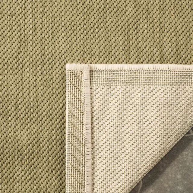 Alt view image 4 of 4 - Washable Rug Outdoor Courtyard Collection - 4' x 5'7", Green & Beige, Non-Shedding & Easy Cleaning, Ideal for Patio, Backyard, Mudroom (CY6243-244)