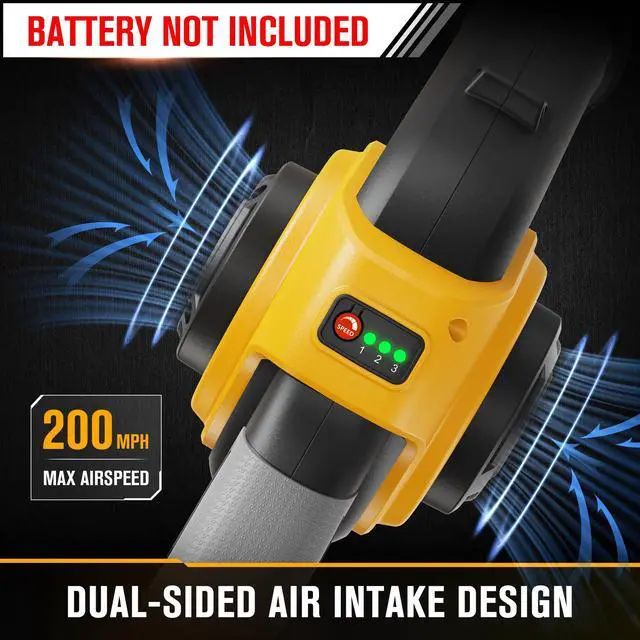 Alt view image 4 of 6 - Cordless Leaf Blower Compatible with DEWALT 20V Max Battery (Tool Only) 200MPH Small Electric Leaf Blowers w/ 3 Speeds Mode, Lightweight Mill Leaf Blowers Battery Powered for Patio