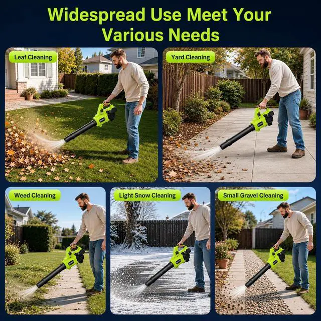 Alt view image 6 of 6 - Cordless Leaf Blower with 2 x 4.0Ah Batteries and Fast Charger, 20V Lightweight Handheld Electric Blower, 3-Speed Battery Powered Blower for Patio, Driveway, Lawn Care, Dry Leaves and Light Debris
