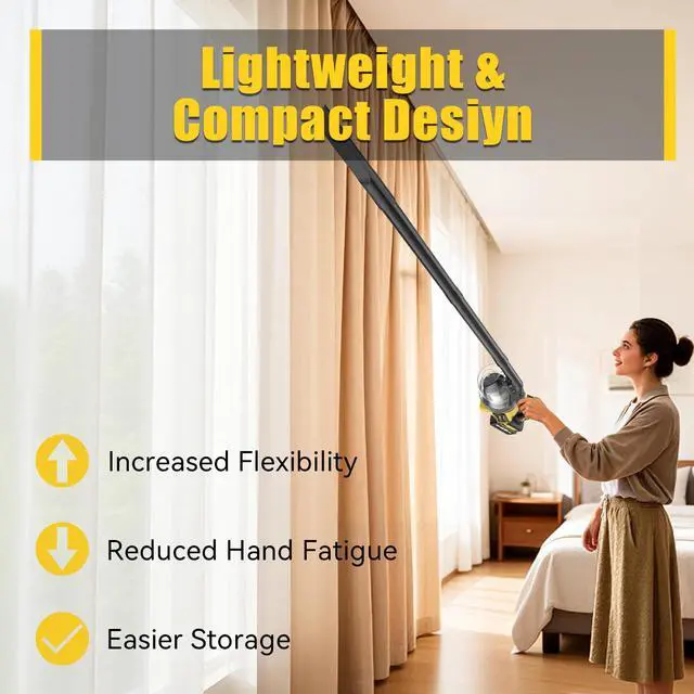 Alt view image 7 of 7 - Cordless Vacuum Cleaner for Home, 1600Pa/400W Stick Vacuum with LED, Anti-Tangle, Powerful Suction Wireless Floor Vacuum, Lightweight Handheld Vacuum for Pet Hair, Hard Floor