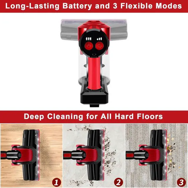 Alt view image 3 of 7 - C150 Cordless Vacuum Cleaner with 2200mAh Rechargeable Battery, 18000Pa Cyclone Vacuum with HEPA Filter, Lightweight Portable Handheld Stick Vacuum for Home Hard Floor Car Cleaning