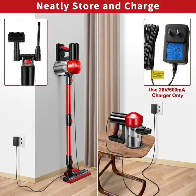 Alt view image 6 of 7 - C150 Cordless Vacuum Cleaner with 2200mAh Rechargeable Battery, 18000Pa Cyclone Vacuum with HEPA Filter, Lightweight Portable Handheld Stick Vacuum for Home Hard Floor Car Cleaning