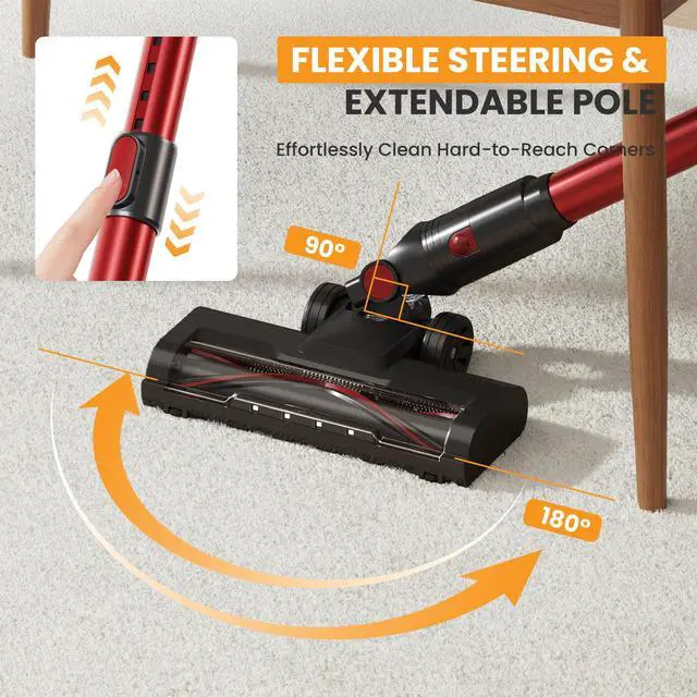 Alt view image 2 of 7 - Cordless Vacuum Cleaner, Removable Stick Vacuum with LED Touch Screen, Self-Standing, 35Mins Runtime, Lightweight Handheld for Pet Hair, Hard Floor, Carpet