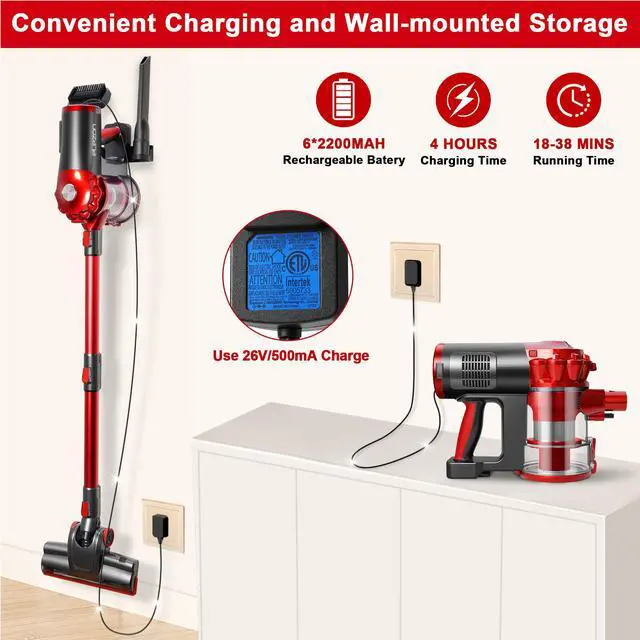 Alt view image 5 of 7 - A200 Cordless Vacuum Cleaner, Stick Vacuum with Powerful Suction, Max 38 Mins Runtime, Rechargeable Battery, HEPA Filter, Portable Lightweight Vacuum Cleaners for Home, Hard Floor, Pet Hair
