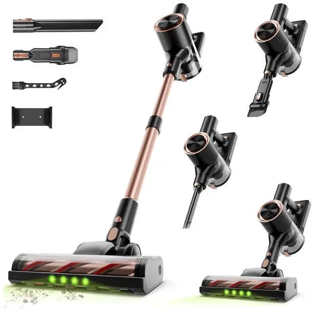 Main image of Cordless Stick Vacuum Cleaner - 40KPA Powerful Suction Vacuum with 45 Min Runtime, Detachable Battery, Anti-Tangle & 1.5L Dust Cup, 8 in 1 Vacuum Cleaner for Pet Hair, Carpet, HardFloor, Gold