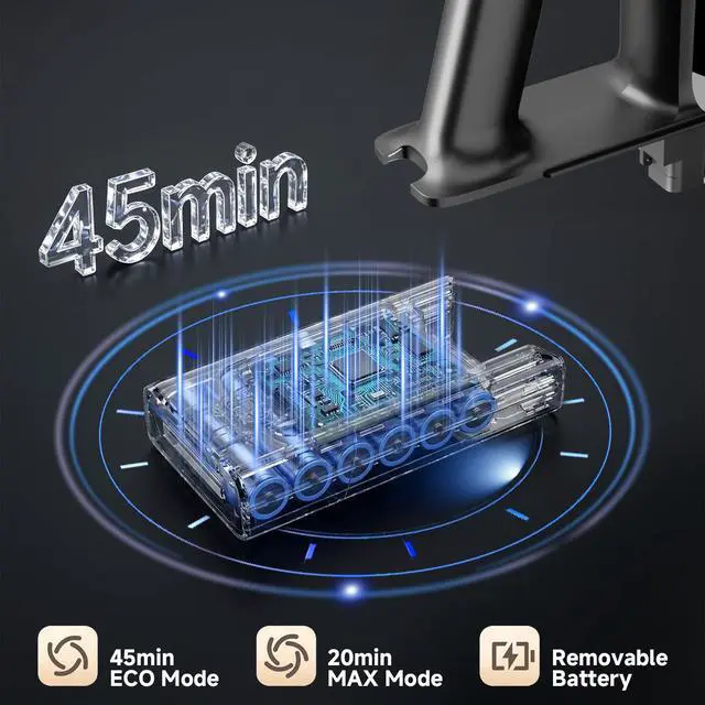 Alt view image 4 of 7 - Cordless Stick Vacuum Cleaner - 40KPA Powerful Suction Vacuum with 45 Min Runtime, Detachable Battery, Anti-Tangle & 1.5L Dust Cup, 8 in 1 Vacuum Cleaner for Pet Hair, Carpet, HardFloor, Gold