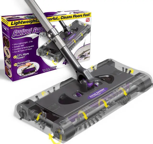 Main image of Swivel Sweeper Max - Cordless Electric Floor and Carpet Sweeper with Rotating Brush for Efficient Cleaning, Quad Brush Technology- Purple