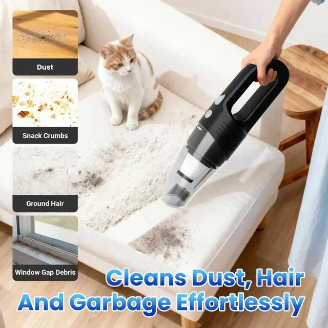 Alt view image 2 of 7 - Handheld Vacuum Cordless Car Vacuum Cleaner 11000PA High Power Portable 1.4lbs Lightweight Rechargeable with 2 Filter Multi-Nozzles for Home Office Dust