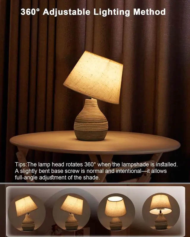 Alt view image 7 of 7 - 10" H Small Rechargeable Cordless Ceramic Table Lamp with Remote, RGB & Warm White Light, Timer & Dimmer, Battery Table Lamp with Linen Shade for Patio, Bedroom, Living Room, Dining Table