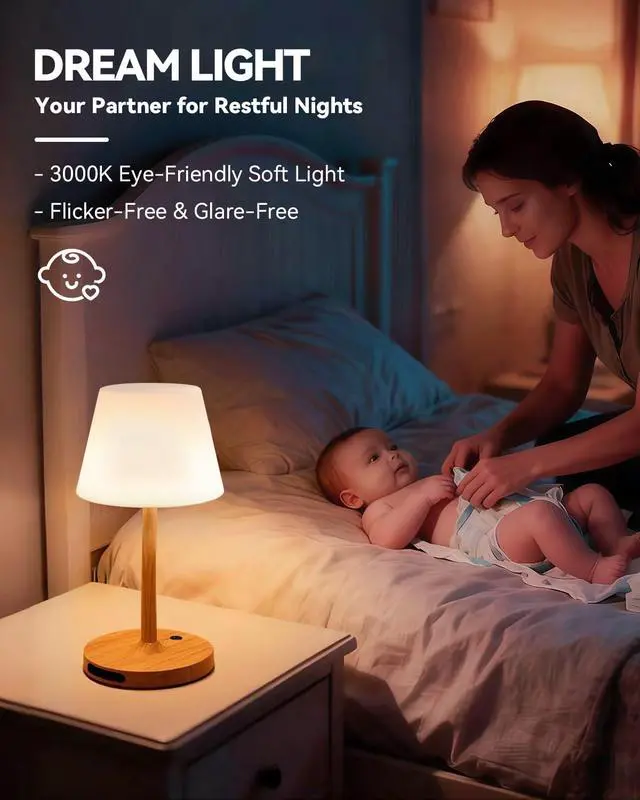 Alt view image 6 of 7 - Outdoor Waterproof Shower Lamp, 5200mAh Cordless Rechargeable Table Lamp with Touch Dimming, IP65 Wireless LED Night Light for Patio, Camping, Bathroom, Restaurant & Kitchen
