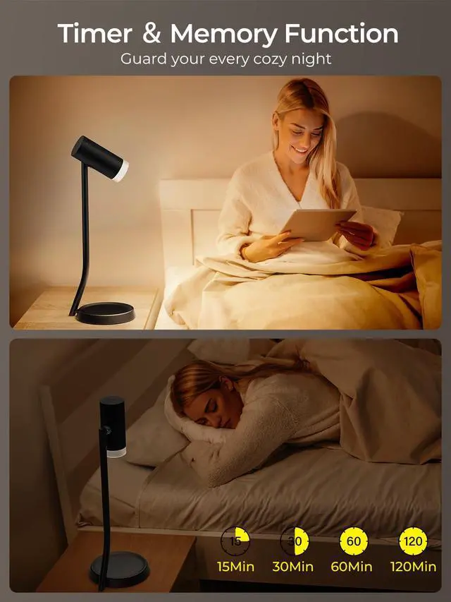Alt view image 4 of 7 - Cordless Table Lamps, Battery Operated Portable Table Light with Magnetic Adjustable Angle Head, 5000mAh Rechargeable Lamp with CCT Dimming for Patio Party Restaurant Dining Home 1 Pack