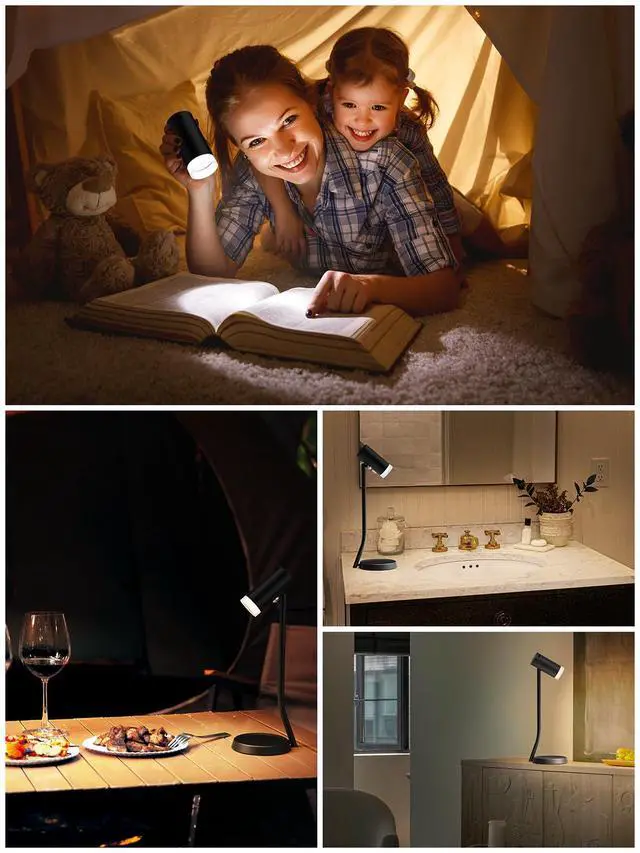 Alt view image 6 of 7 - Cordless Table Lamps, Battery Operated Portable Table Light with Magnetic Adjustable Angle Head, 5000mAh Rechargeable Lamp with CCT Dimming for Patio Party Restaurant Dining Home 1 Pack
