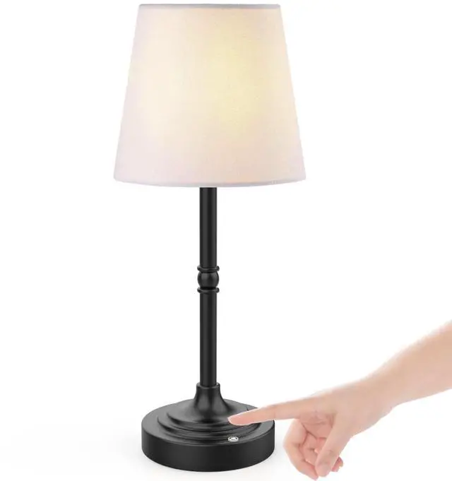 Main image of Rechargeable Battery Powered Table Lamp, Wireless LED Lamps, Cordless Touch Lamps, Stepless Dimmable Bedside Lamps, Night Lamp for Bedroom, Dinning Room, Kitchen Decor, Office (Black)