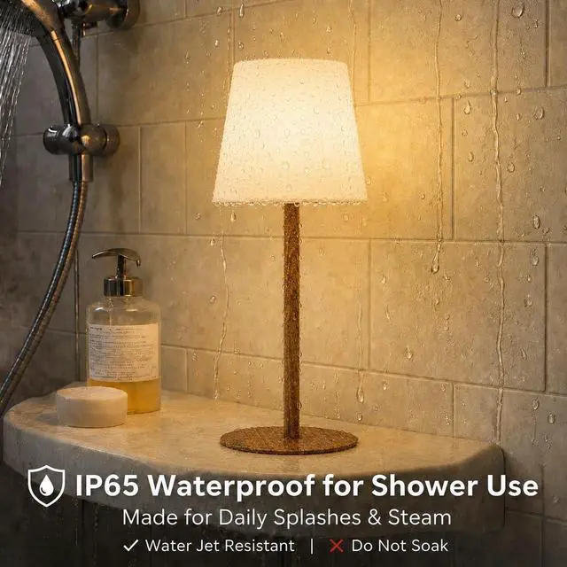 Alt view image 2 of 7 - Spa-Like Shower Lamp IP65 Waterproof Bathroom Lamp, Rechargeable Cordless Mood Light, 3 Color Temps for Relaxing Bathroom & Bathtub Experience (1 Pack)