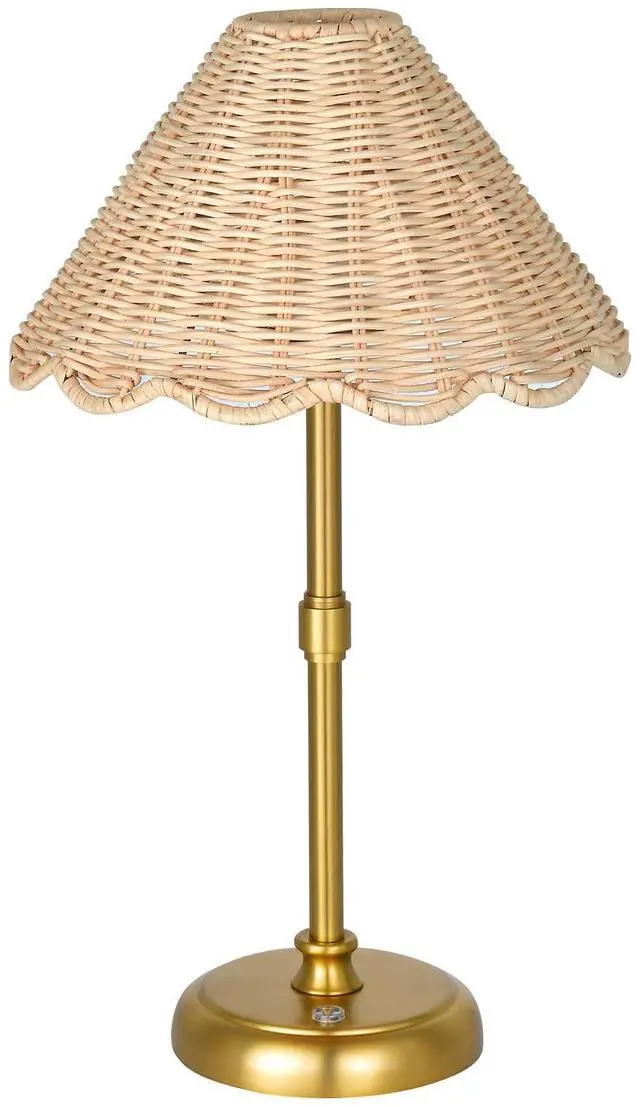 Main image of Cordless Boho Rattan Table lamp, 5200-mAh Rechargeable Battery, 3-level Brightness Dimmable, Build-in Integrated LED 320 Lumen Max, Rattan Shade, for Bedside Restaurant Resort Hotel Dining Table