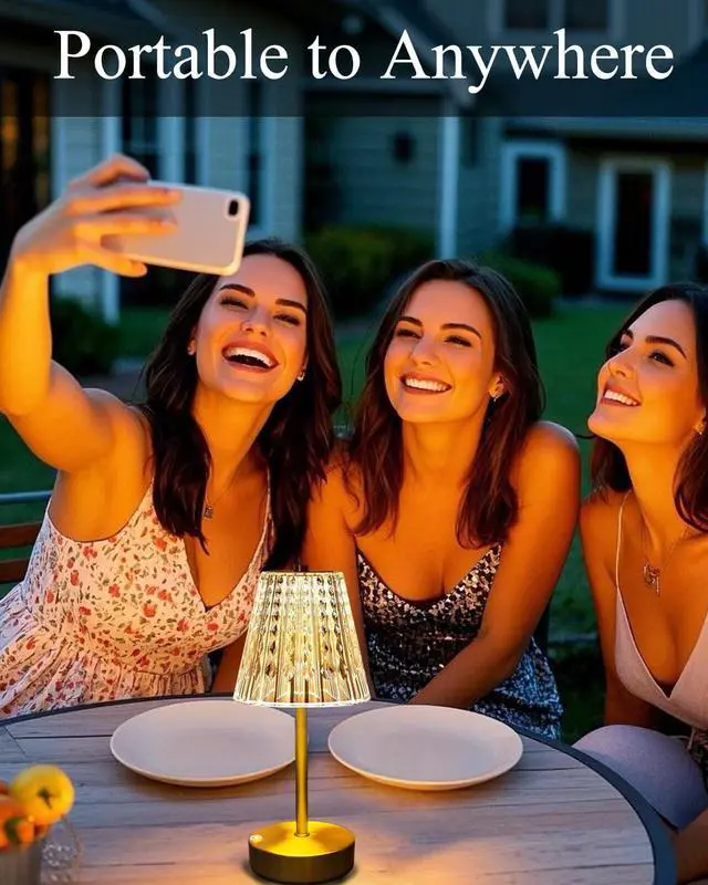 Alt view image 6 of 7 - Gold Cordless Table Lamp Rechargeable,5000mAh Battery Operated Lamps,Mini Small Crystal Table Lamp for Restaurant Dining Bathroom/Kitchen Counter/Rechargable Touch Lamp for Home Dinner Shower Lamp
