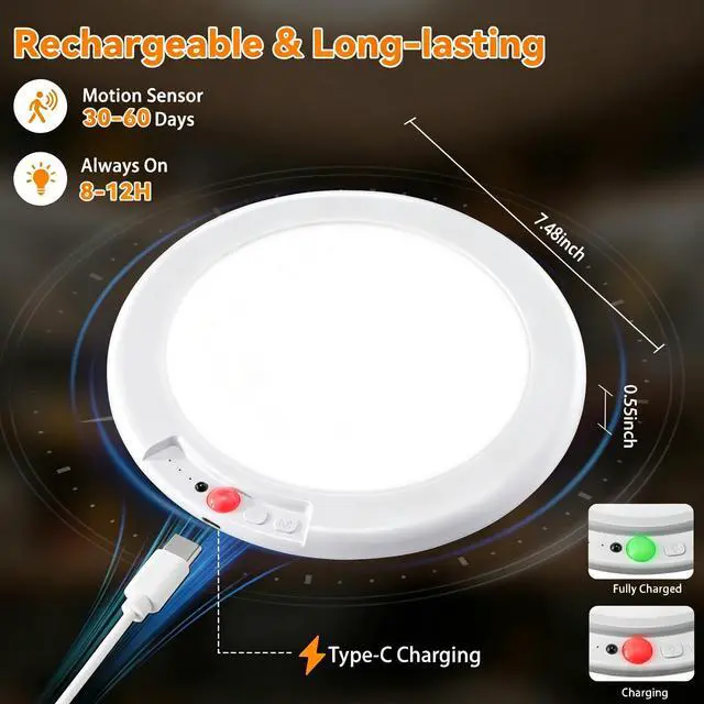 Alt view image 2 of 7 - 2Pack Rechargeable LED Ceiling Light/Shower Light with Remote