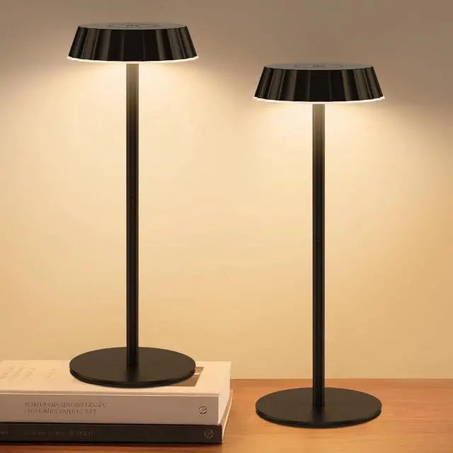 Main image of Rechargeable Table Lamp IP65 Waterproof & Fast Charging, 5000mAh Battery Cordless LED with 3-Color Dimmable Light, 2-Pack for Camping, Bedroom & Kitchen