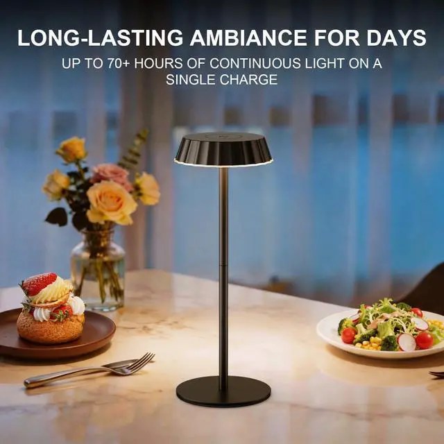 Alt view image 3 of 7 - Rechargeable Table Lamp IP65 Waterproof & Fast Charging, 5000mAh Battery Cordless LED with 3-Color Dimmable Light, 2-Pack for Camping, Bedroom & Kitchen