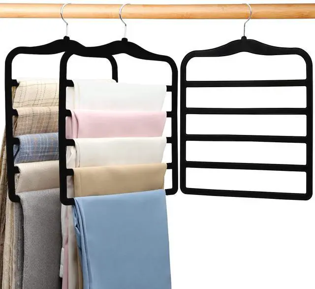 Main image of Closet Organizers and Storage,3 Pack Organization and Storage Pants-Hangers-Space-Saving,Velvet Hanger for Dorm Room for College Students Girls Boys Guys Hanging Jean Scarf