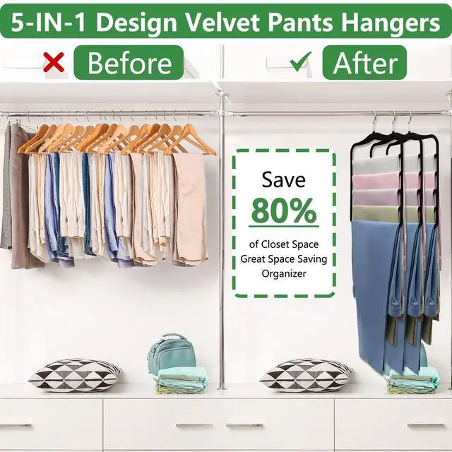 Alt view image 2 of 7 - Closet Organizers and Storage,3 Pack Organization and Storage Pants-Hangers-Space-Saving,Velvet Hanger for Dorm Room for College Students Girls Boys Guys Hanging Jean Scarf