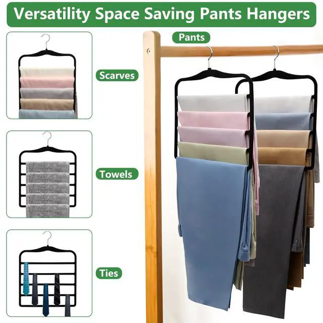 Alt view image 5 of 7 - Closet Organizers and Storage,3 Pack Organization and Storage Pants-Hangers-Space-Saving,Velvet Hanger for Dorm Room for College Students Girls Boys Guys Hanging Jean Scarf