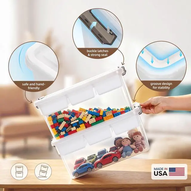 Alt view image 4 of 7 - 17 QT Plastic Storage Box with Removable Tray Craft Organizers and Storage Clear Storage Container for Organizing Bead, Tool, Sewing, Playdoh, Coloring Books, Markers