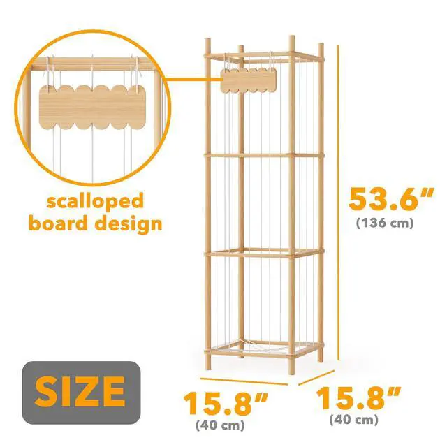 Alt view image 4 of 5 - Stuffed Animal Storage Organizer, Wood Animals Zoo Toy Plushies Storage Holder, Large Capacity Plush Toy Cage for Playroom Organization, 15.8" Wide, Natural